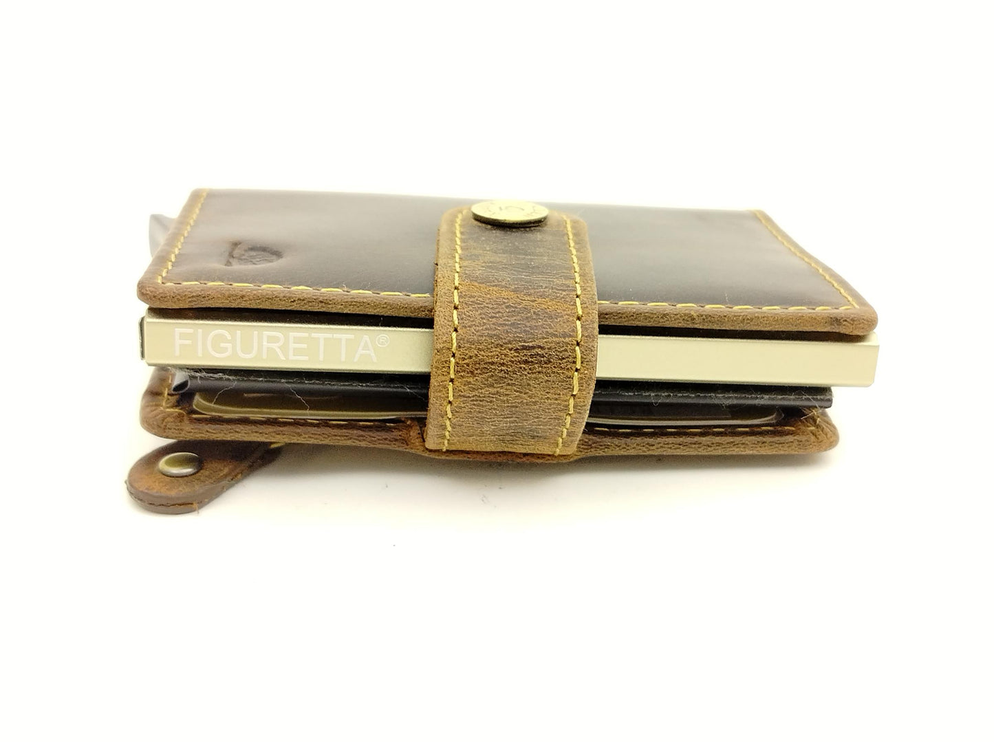 Vintage original RFID card slider zip brown