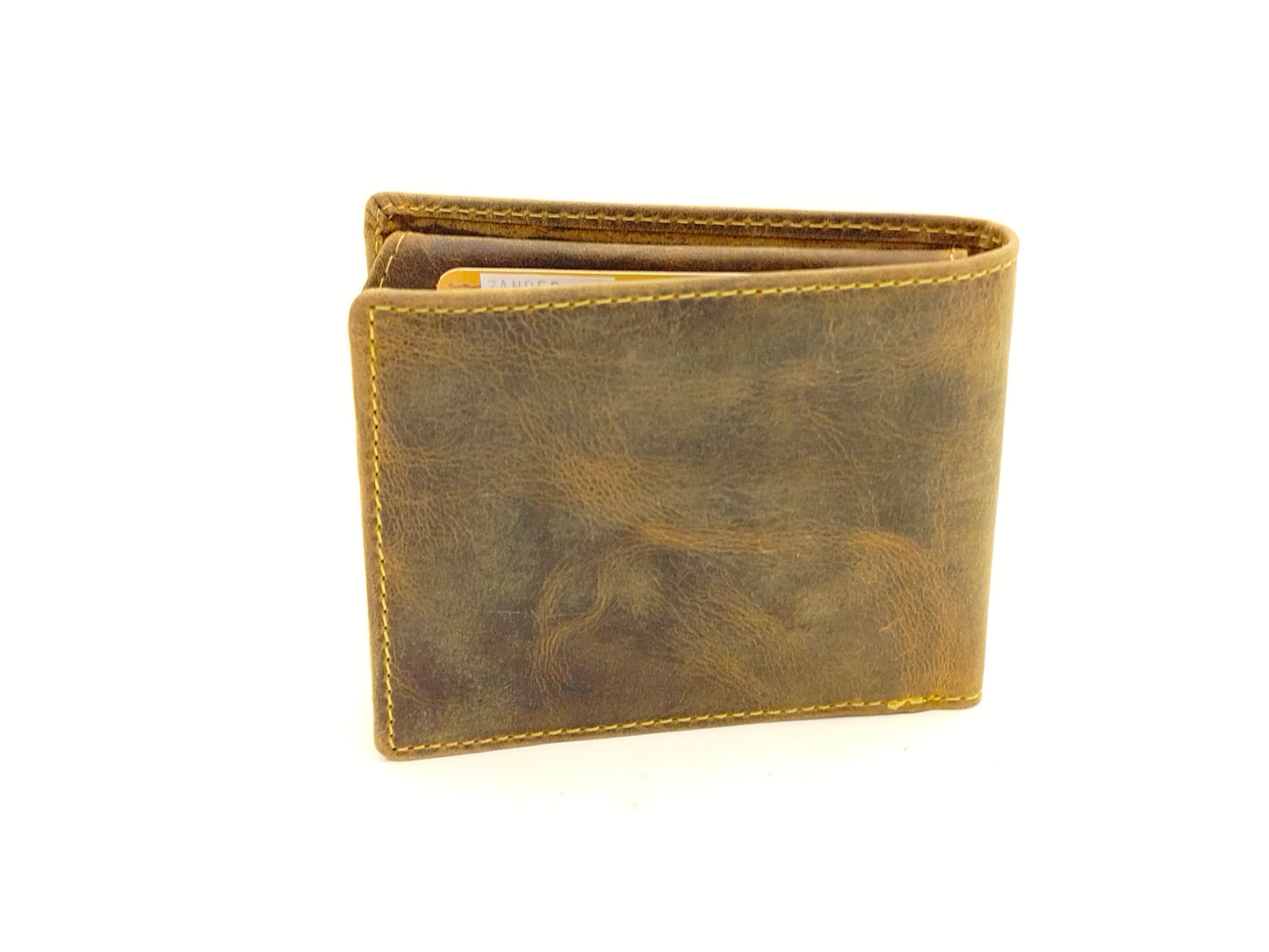 Leder Geldbörse Herren Vintage braun – 2-teilige Scheintasche mit Fischprägung & Kartenfächern – Greenburry