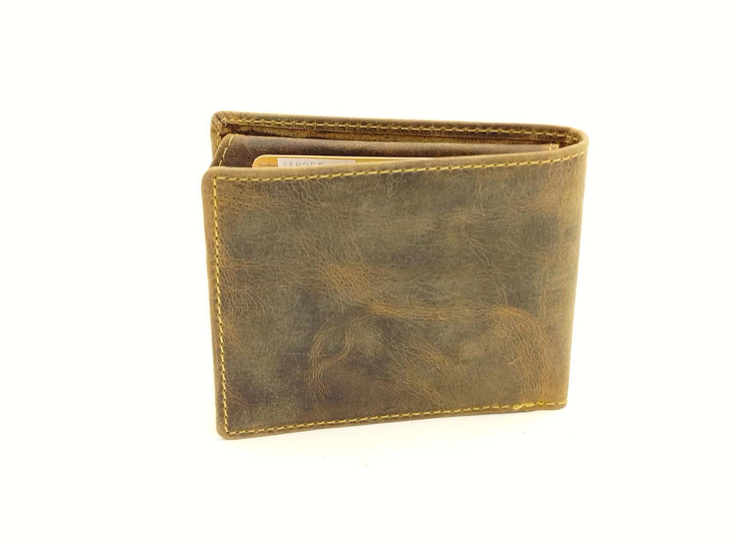 Leder Geldbörse Herren Vintage braun – 2-teilige Scheintasche mit Fischprägung & Kartenfächern – Greenburry
