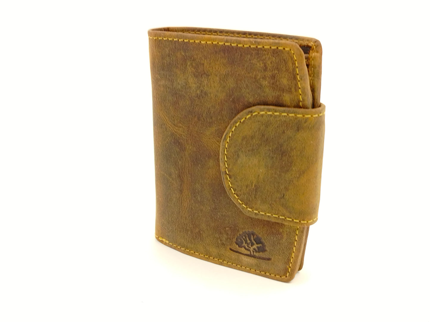 Damen Geldbörse Leder Vintage – Riegelbörse mit Kartenfächern, Sichtfenster & Münzfach aus Rindleder