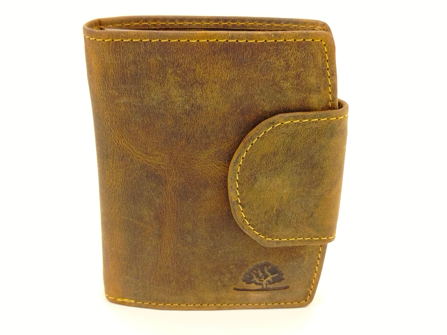 Damen Geldbörse Leder Vintage – Riegelbörse mit Kartenfächern, Sichtfenster & Münzfach aus Rindleder