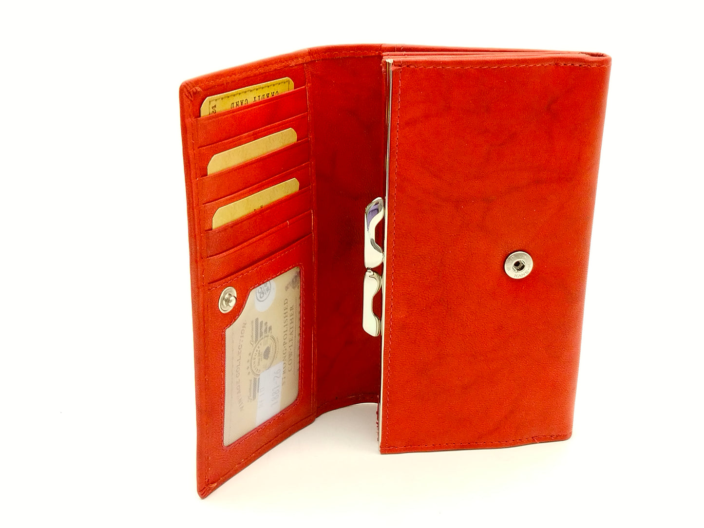 Leder Geldbörse Damen rot RFID – Bügelbörse im Querformat mit Reißverschlussfach – sichere Damenbörse aus Leder Greenburry