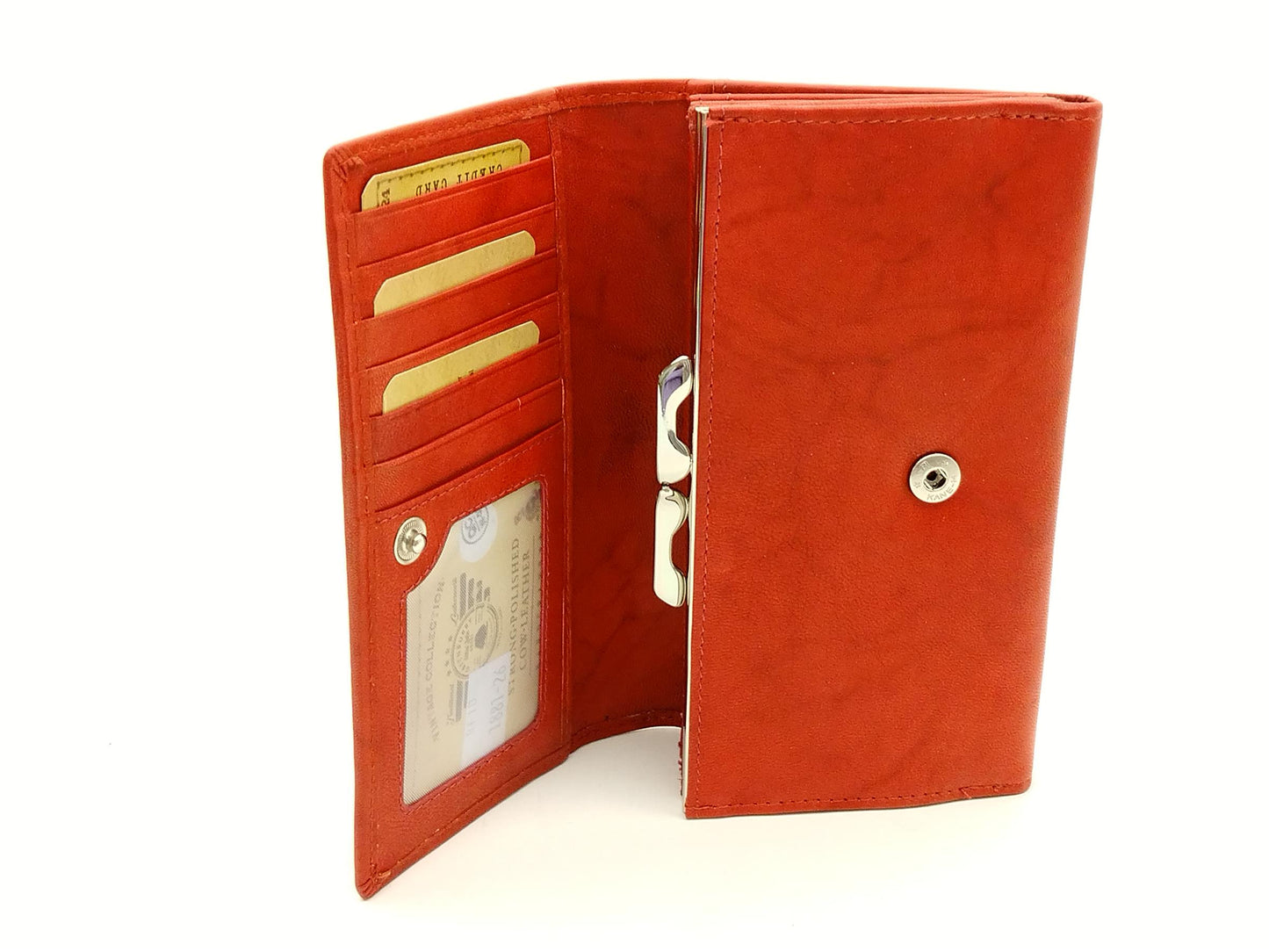Leder Geldbörse Damen rot RFID – Bügelbörse im Querformat mit Reißverschlussfach – sichere Damenbörse aus Leder Greenburry