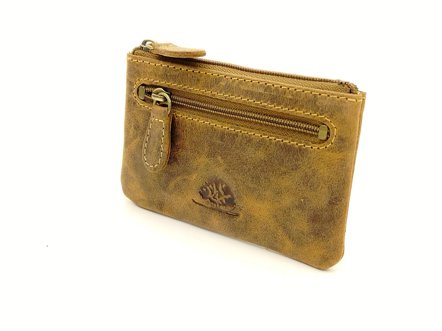 Vintage Leder Schlüsseltasche mit 2 Ringen und Vortasche