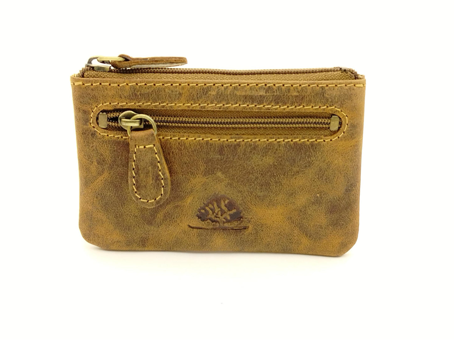 Vintage Leder Schlüsseltasche mit 2 Ringen und Vortasche