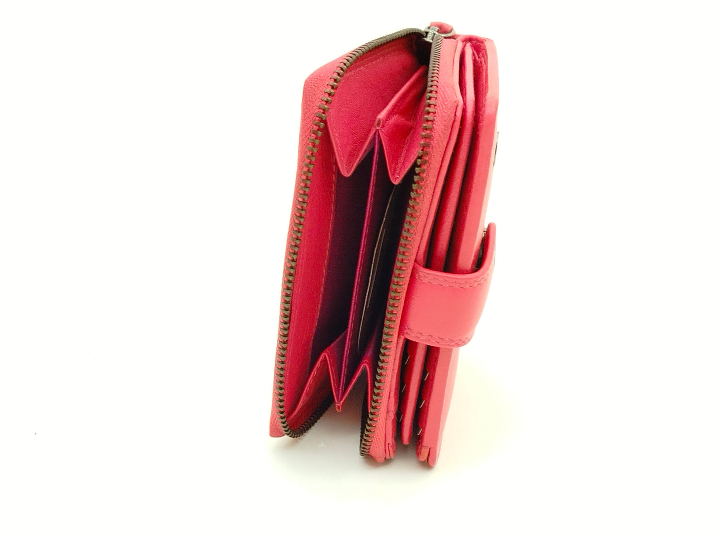Greenburry Damen Geldbörse Leder fuchsia klein – Schlossbörse mit Kartenfächern, kompaktes Portemonnaie für Alltag & Tasche