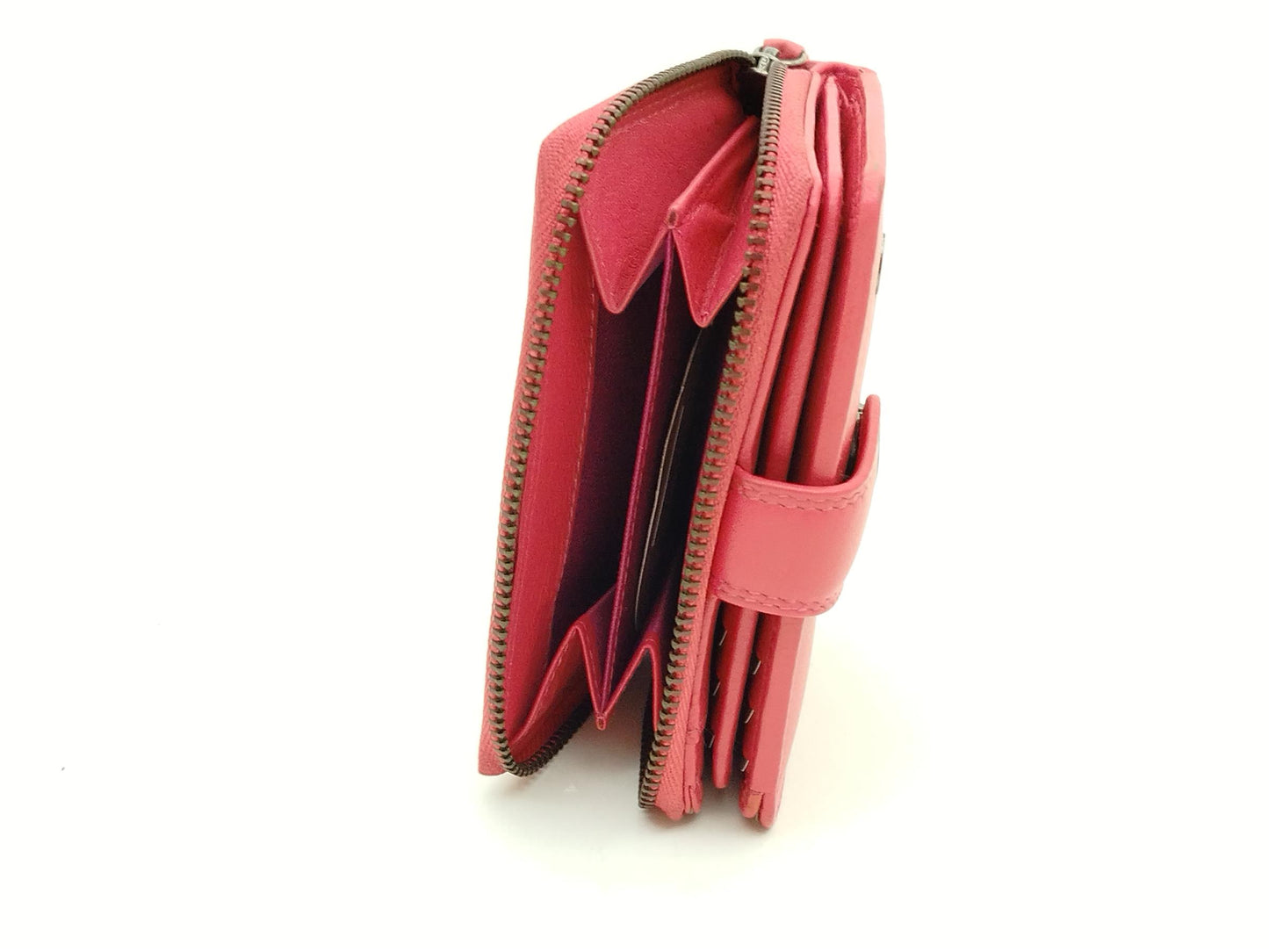 Greenburry Damen Geldbörse Leder fuchsia klein – Schlossbörse mit Kartenfächern, kompaktes Portemonnaie für Alltag & Tasche
