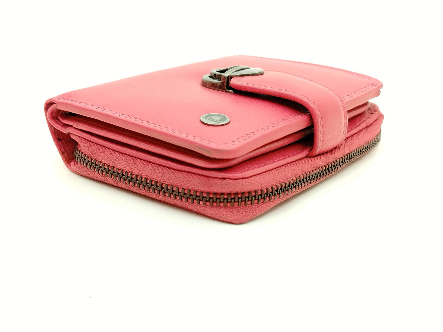 Greenburry Damen Geldbörse Leder fuchsia klein – Schlossbörse mit Kartenfächern, kompaktes Portemonnaie für Alltag & Tasche