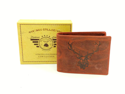 Leder Geldbörse Herren Vintage braun – 2-teilige Scheintasche mit Kartenfächern – handgefertigte Herrenbörse Royal Stag