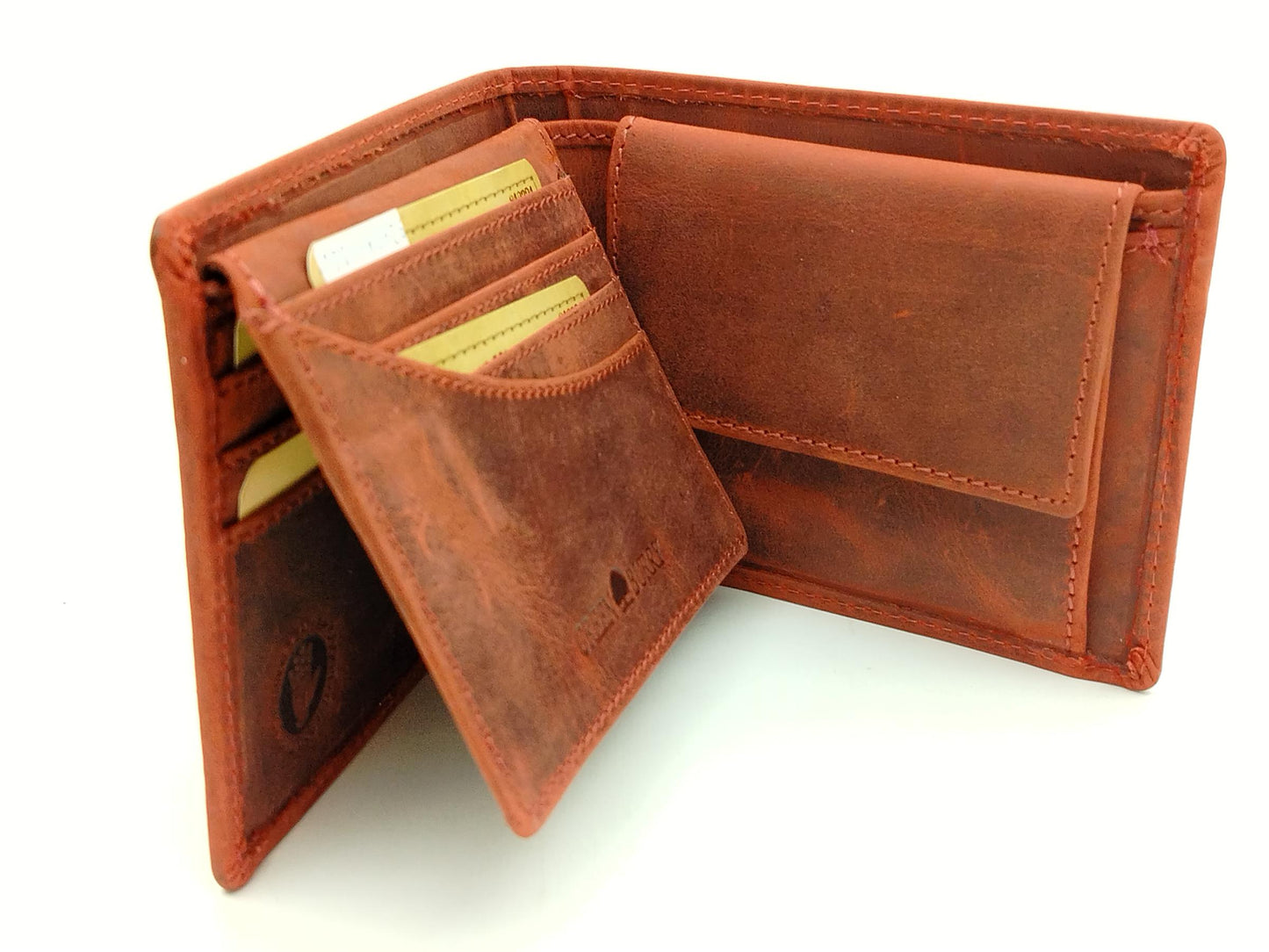 Leder Geldbörse Herren Vintage braun – 2-teilige Scheintasche mit Kartenfächern – handgefertigte Herrenbörse Royal Stag
