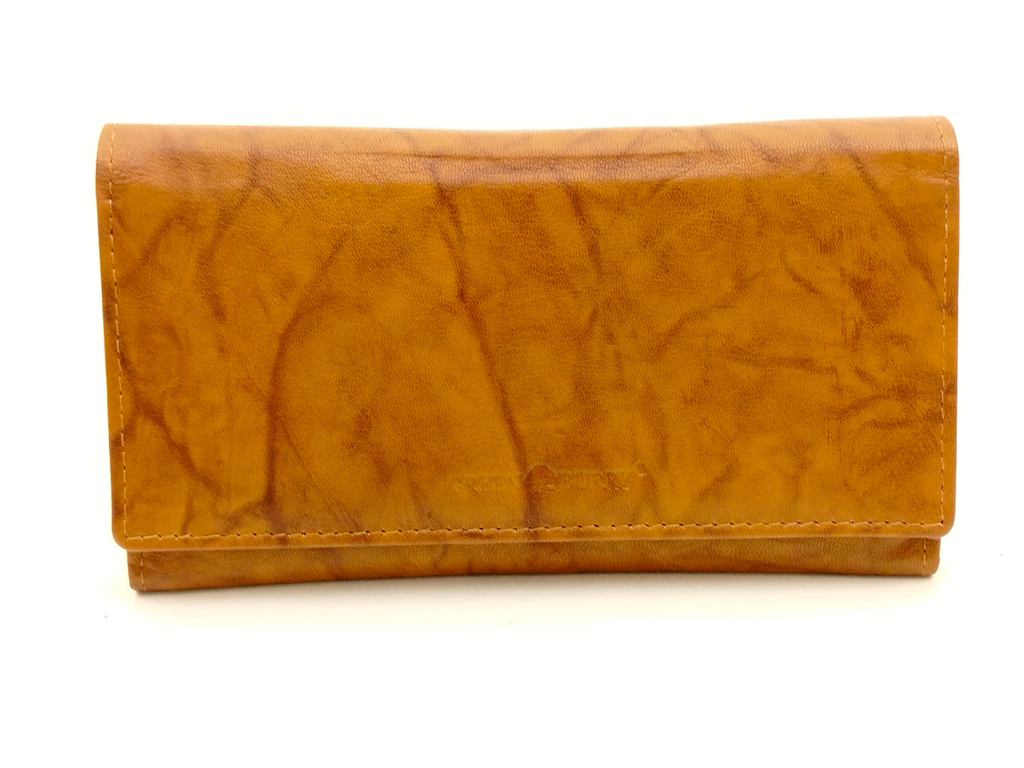 Greenburry Damen Geldbörse Leder RFID cognac – große Lederbörse mit Reißverschluss, 18 Kartenfächern & Querformat