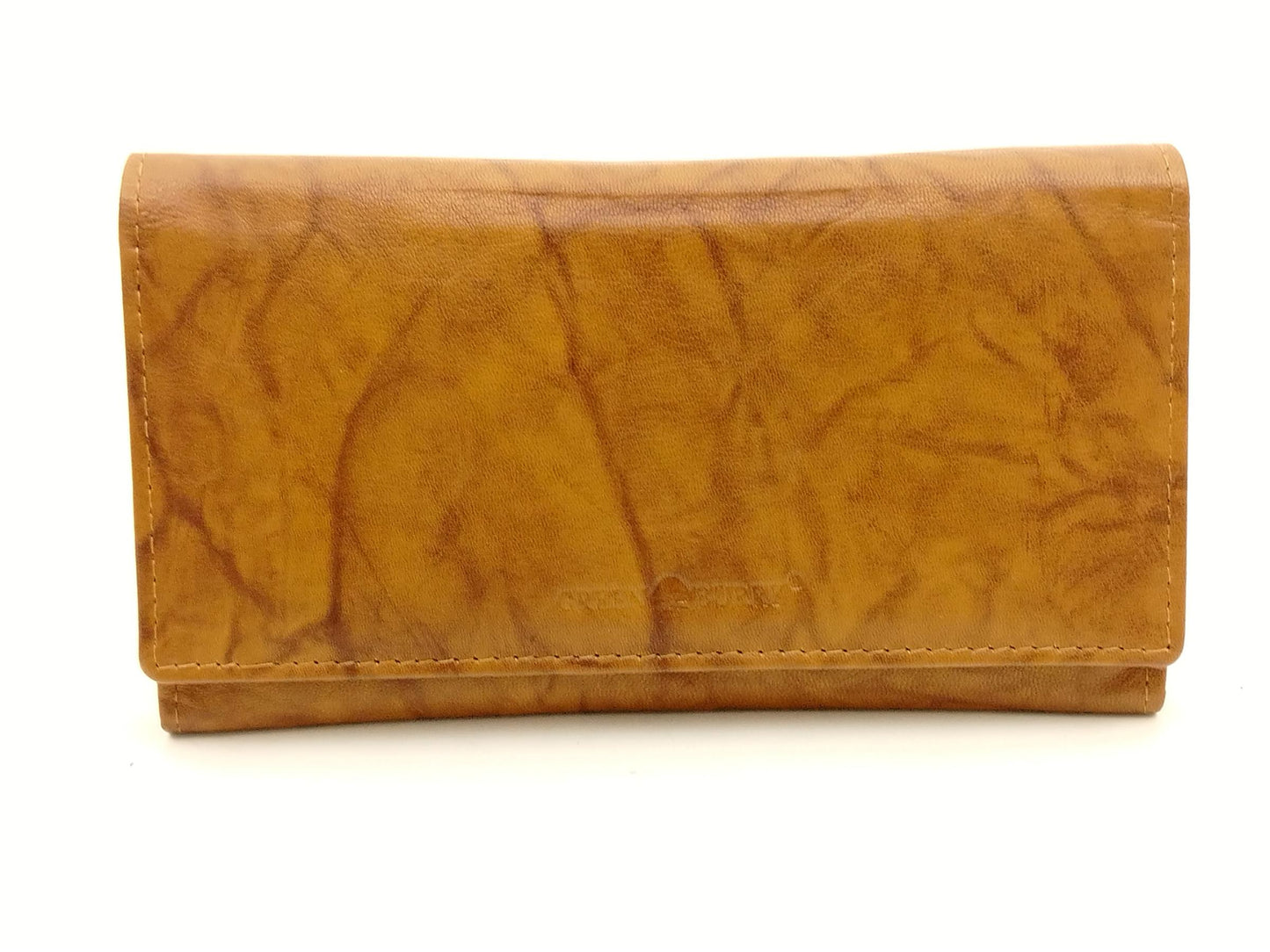 Greenburry Damen Geldbörse Leder RFID cognac – große Lederbörse mit Reißverschluss, 18 Kartenfächern & Querformat