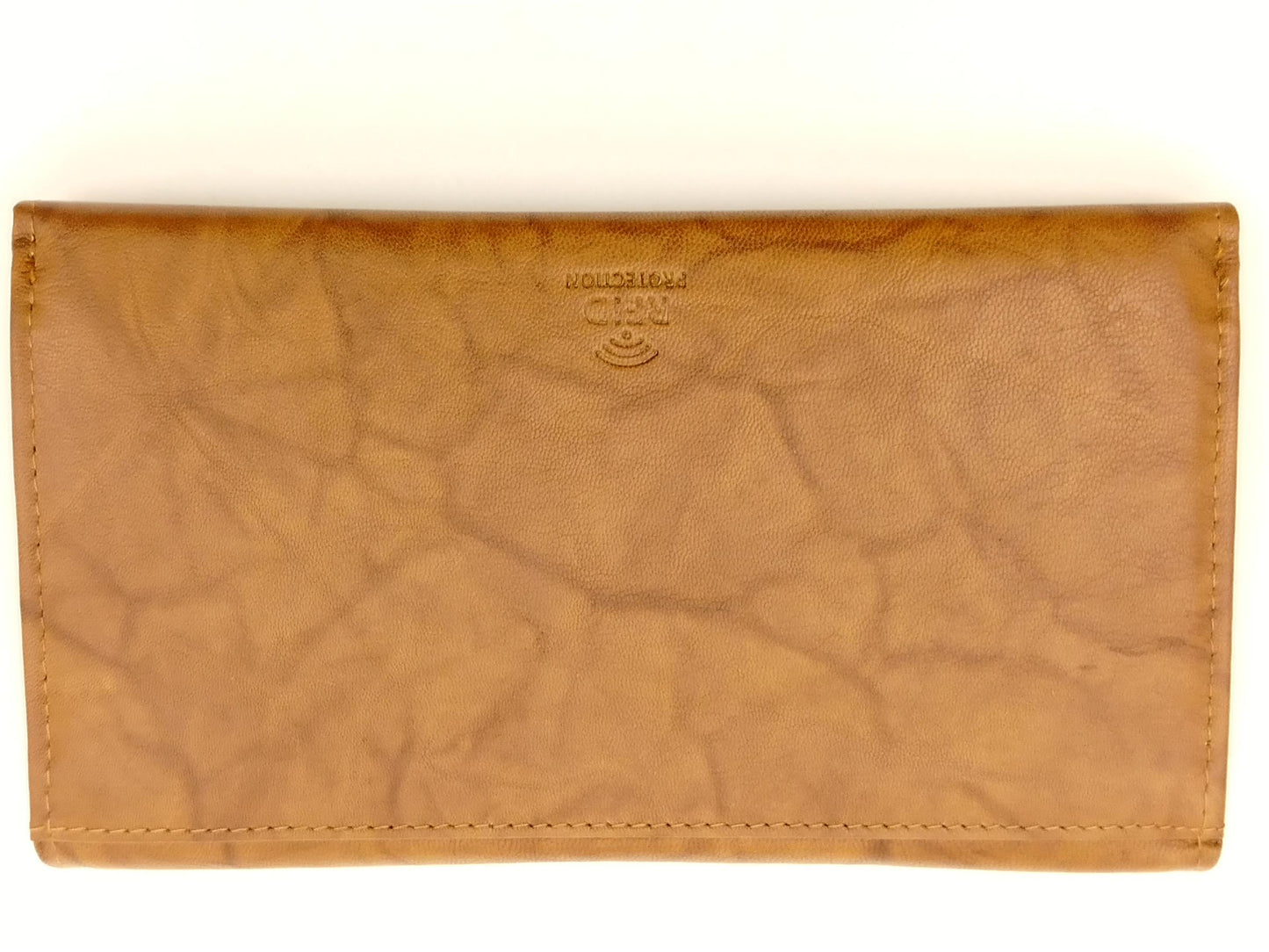 Greenburry Damen Geldbörse Leder RFID cognac – große Lederbörse mit Reißverschluss, 18 Kartenfächern & Querformat