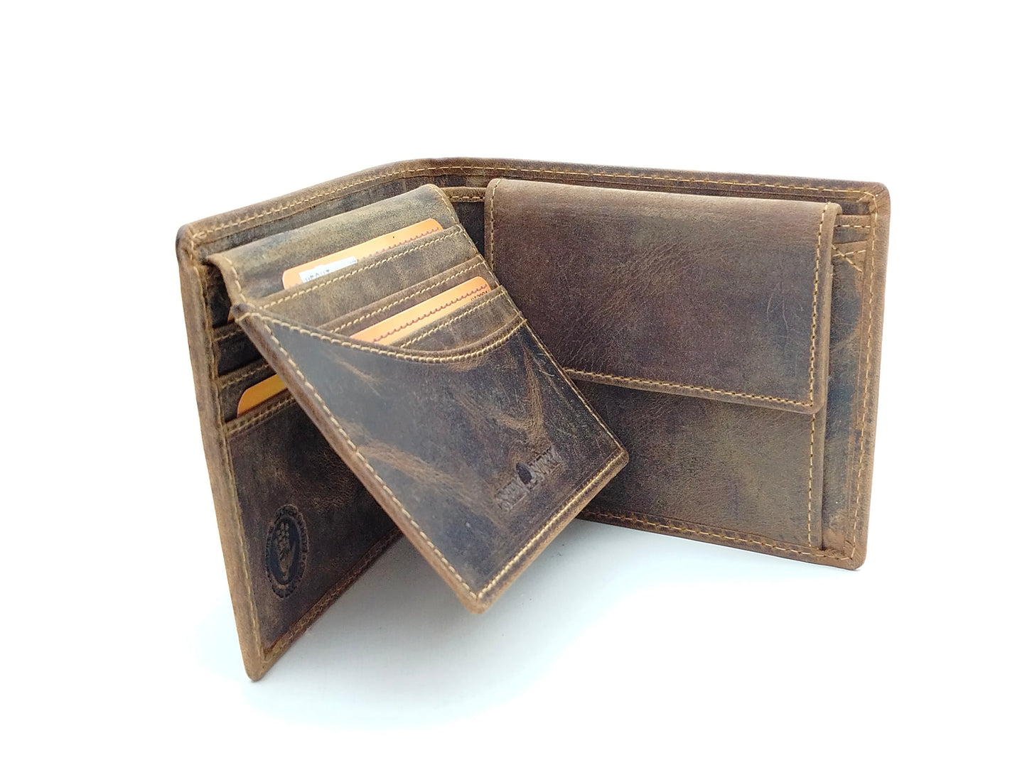 Angler Geldbörse Hecht Brieftasche Lederbörse braun Fisch