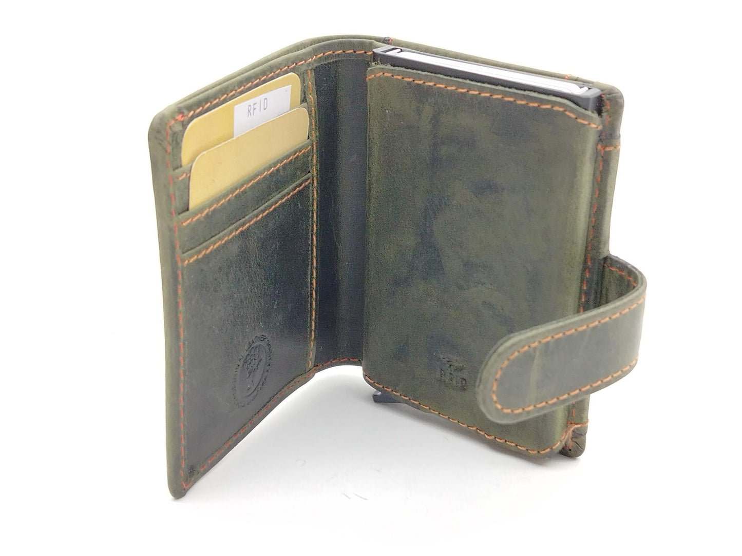 Vintage original RFID card slider coin green/orange