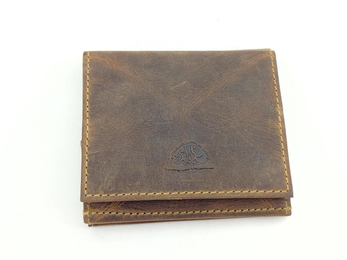 Vintage Leder  XXL Kleingeldfach Geldbörse Wiener Schachtel braun