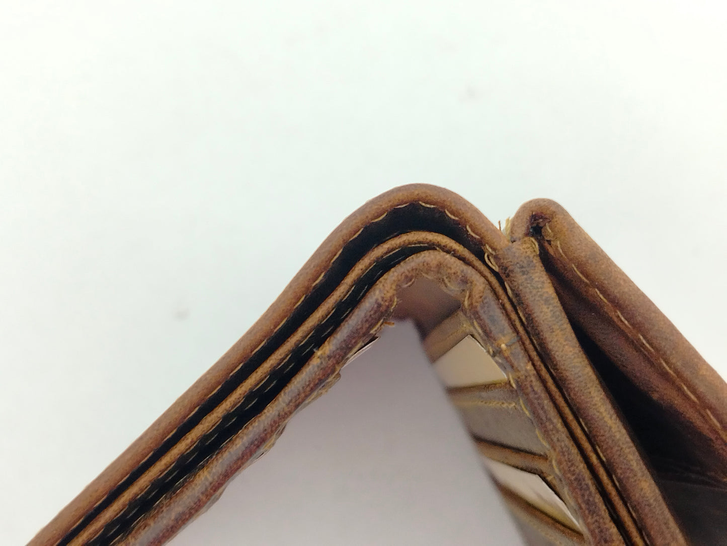 Vintage Leder  XXL Kleingeldfach Geldbörse Wiener Schachtel braun
