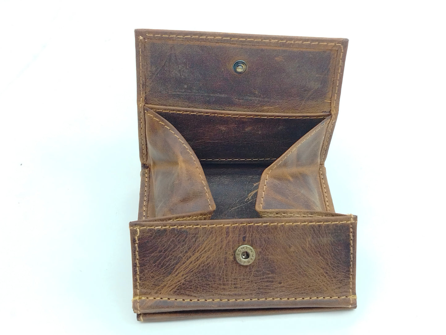 Vintage Leder  XXL Kleingeldfach Geldbörse Wiener Schachtel braun