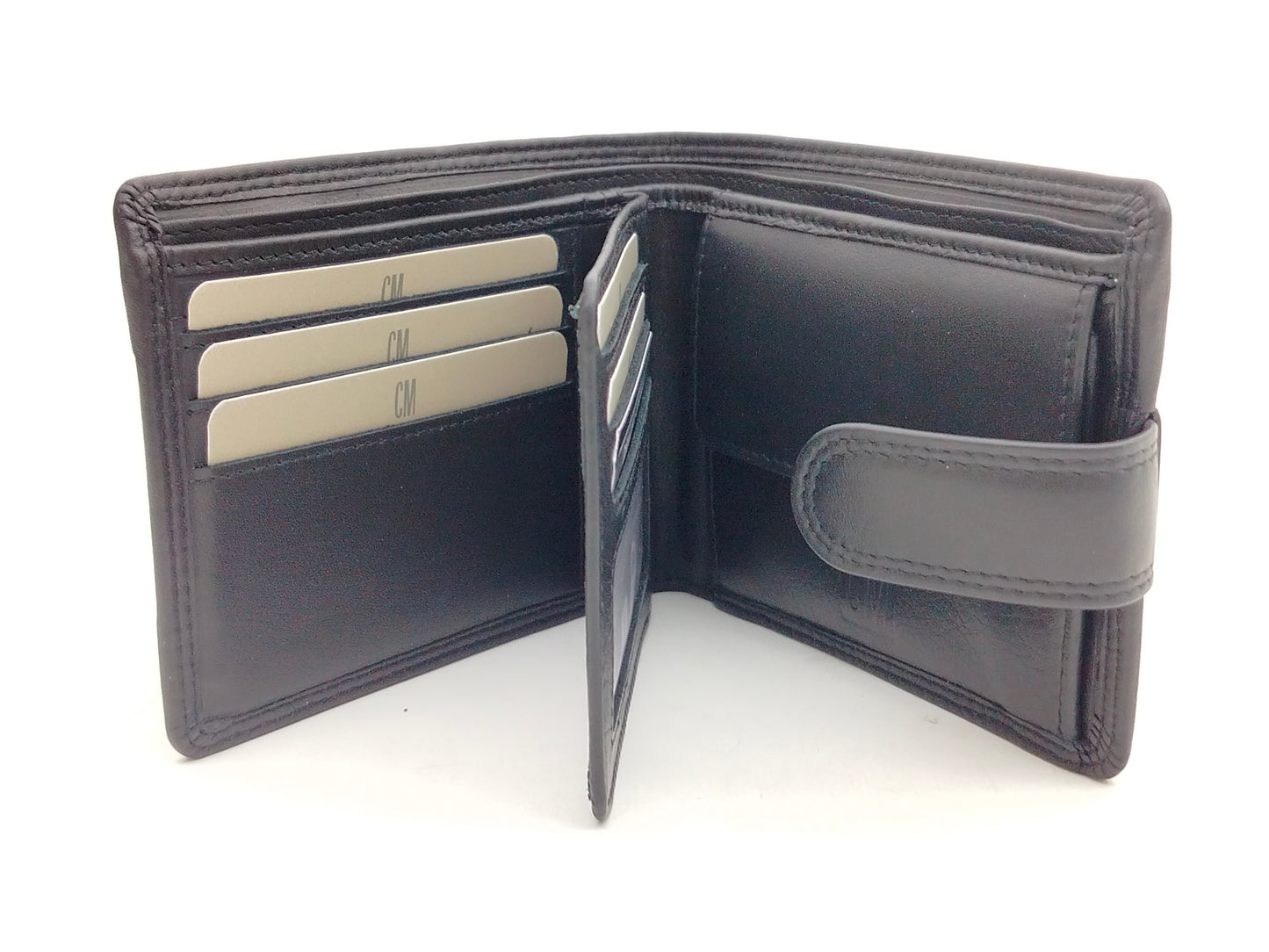 Schwarze Leder Brieftasche mit RFID Ausleseschutz und Münzfach