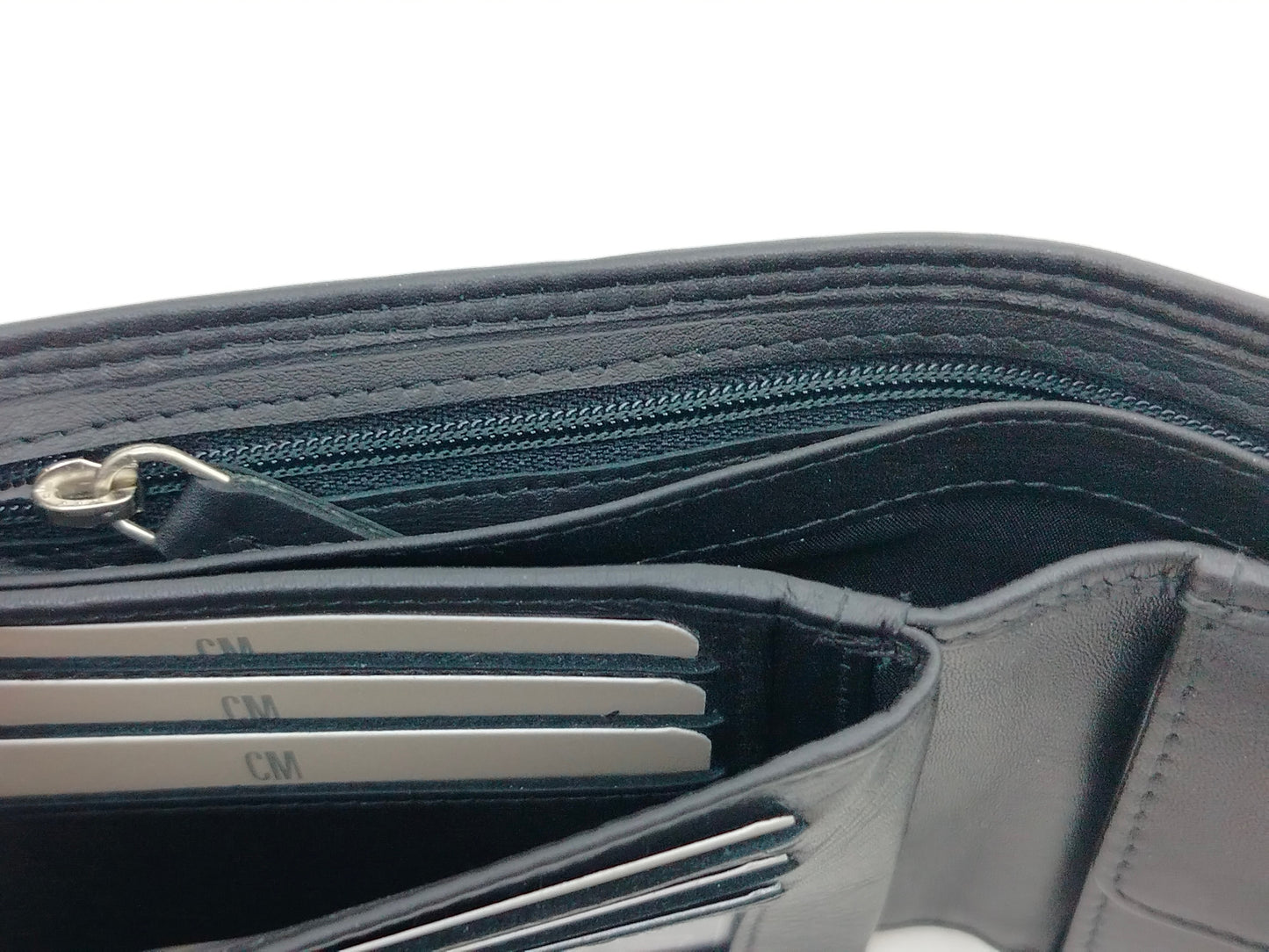 Schwarze Leder Brieftasche mit RFID Ausleseschutz und Münzfach