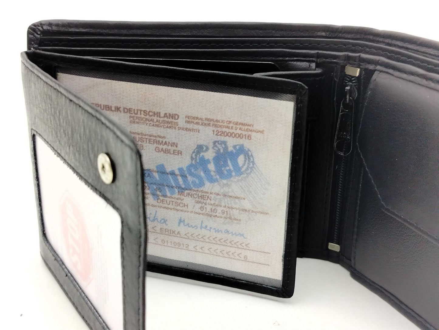 Herrenbörse Herren Geldbörse Leder querformat  schwarz