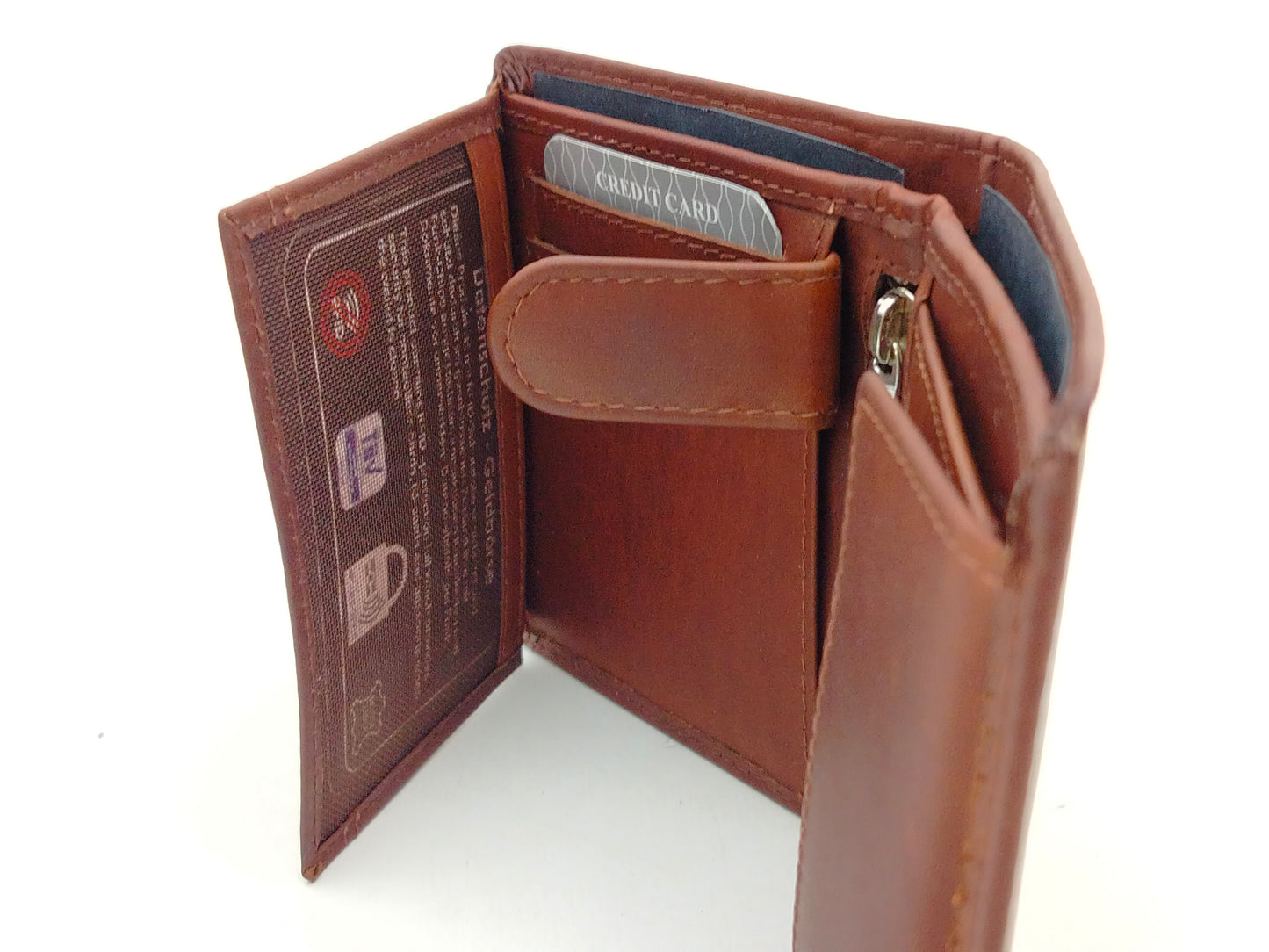 Kompakte Leder Geldbörse Herren braun im Hochformat mit RFID-Schutz
