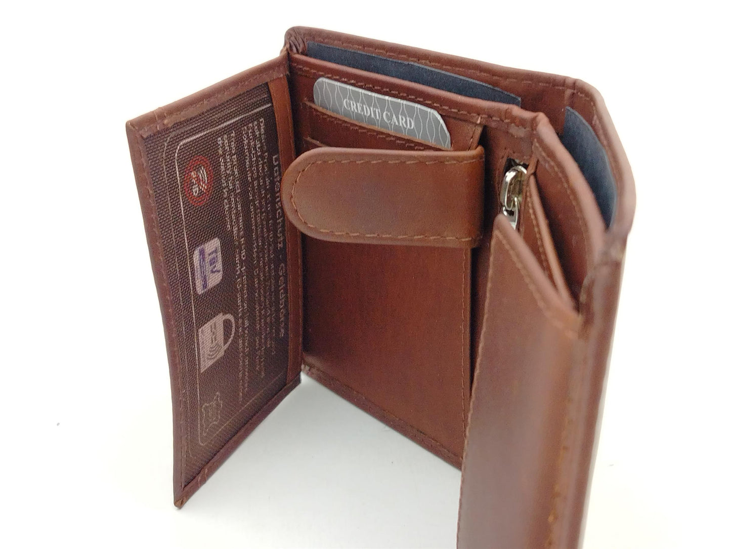 Kompakte Leder Geldbörse Herren braun im Hochformat mit RFID-Schutz