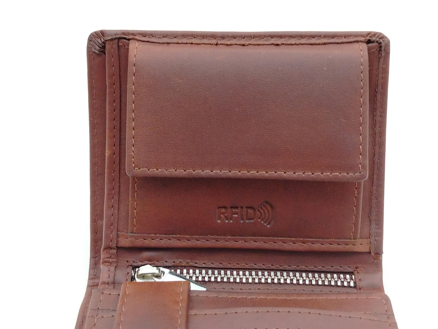Kompakte Leder Geldbörse Herren braun im Hochformat mit RFID-Schutz