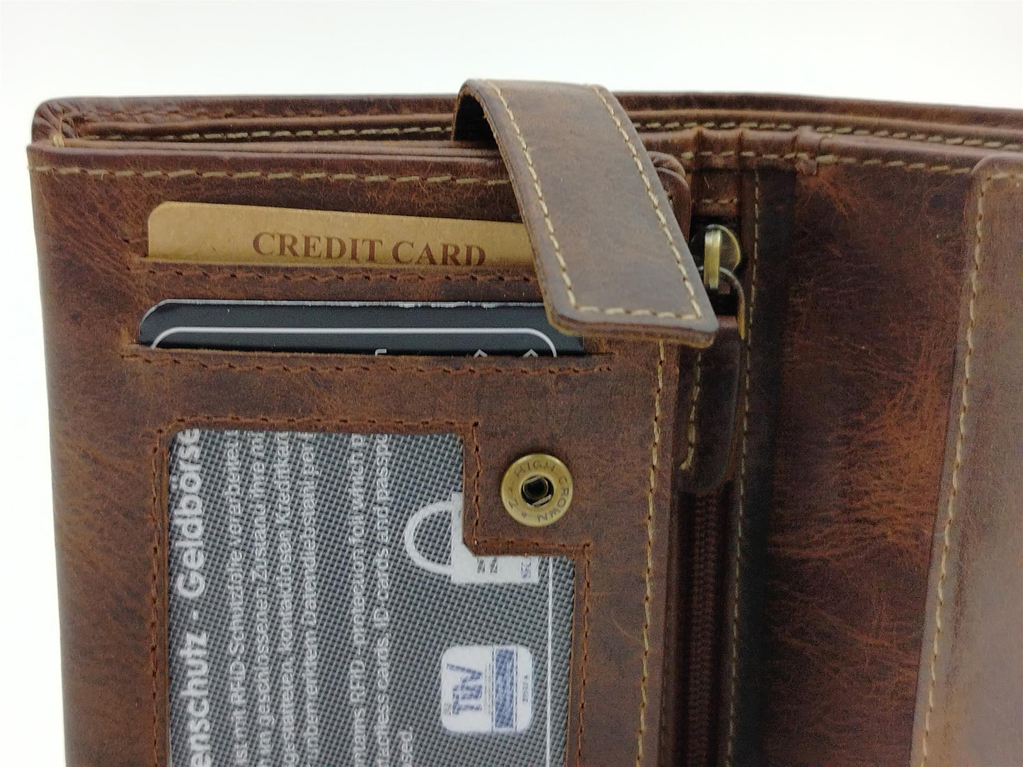Herren Geldbörse Scheintasche braun Leder Hochformat mit RFID-Schutz