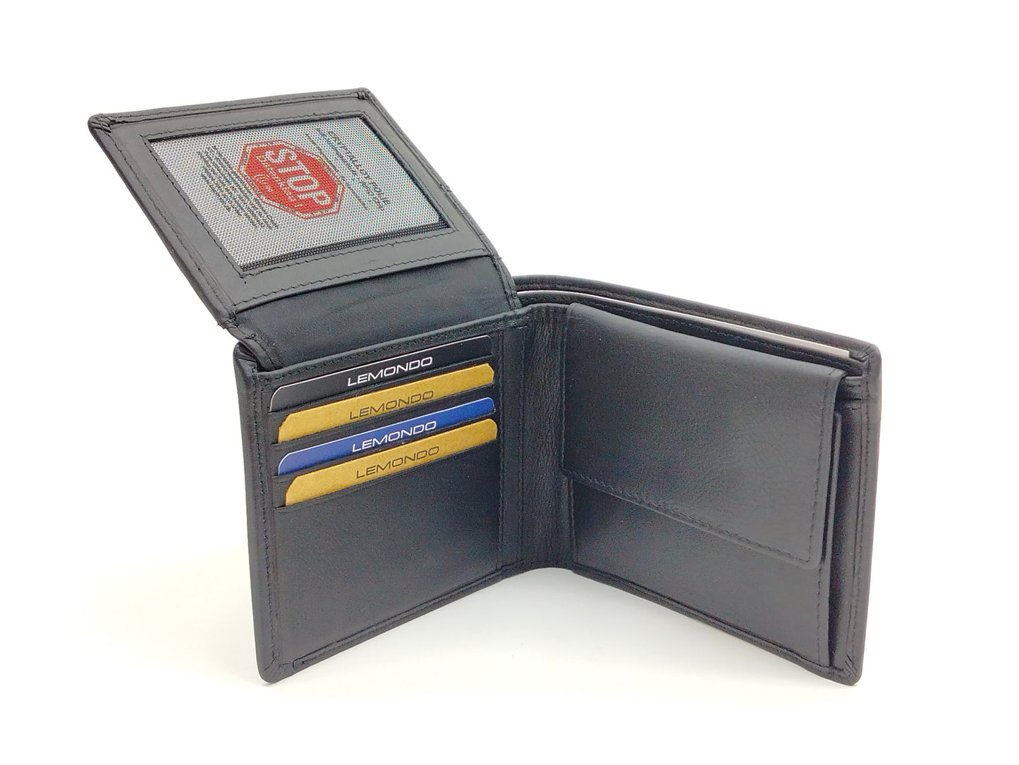 Lemondo Herrenbörse Leder schwarz mit RFID Schutz