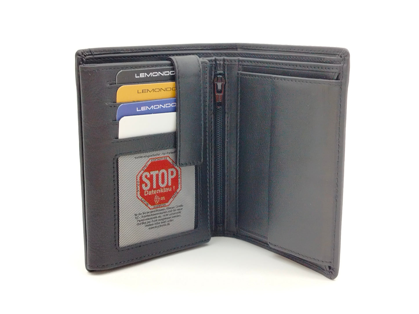 Herren Geldbörse Kombibörse Leder schwarz – Hochformat & RFID