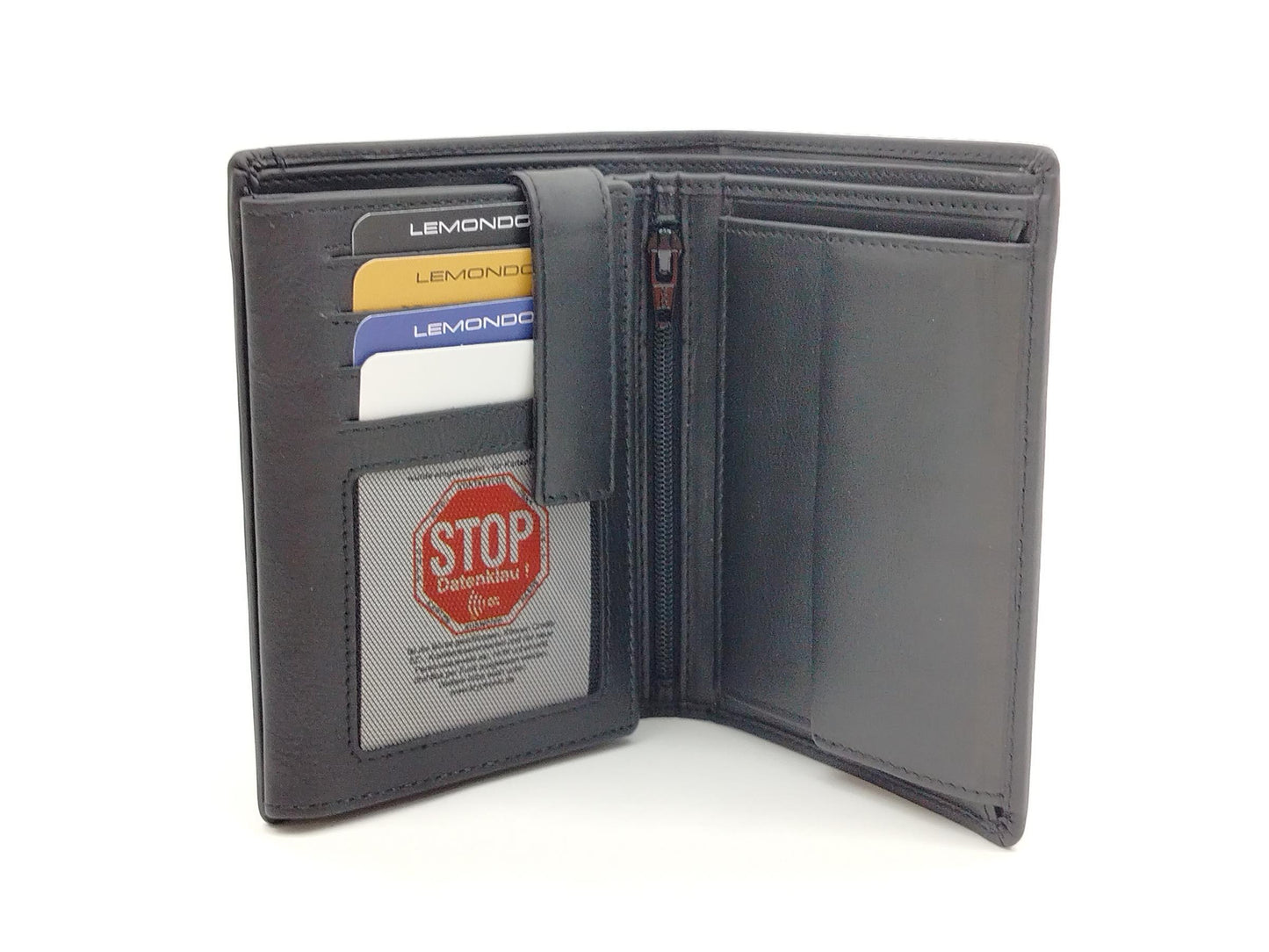 Herren Geldbörse Kombibörse Leder schwarz – Hochformat & RFID
