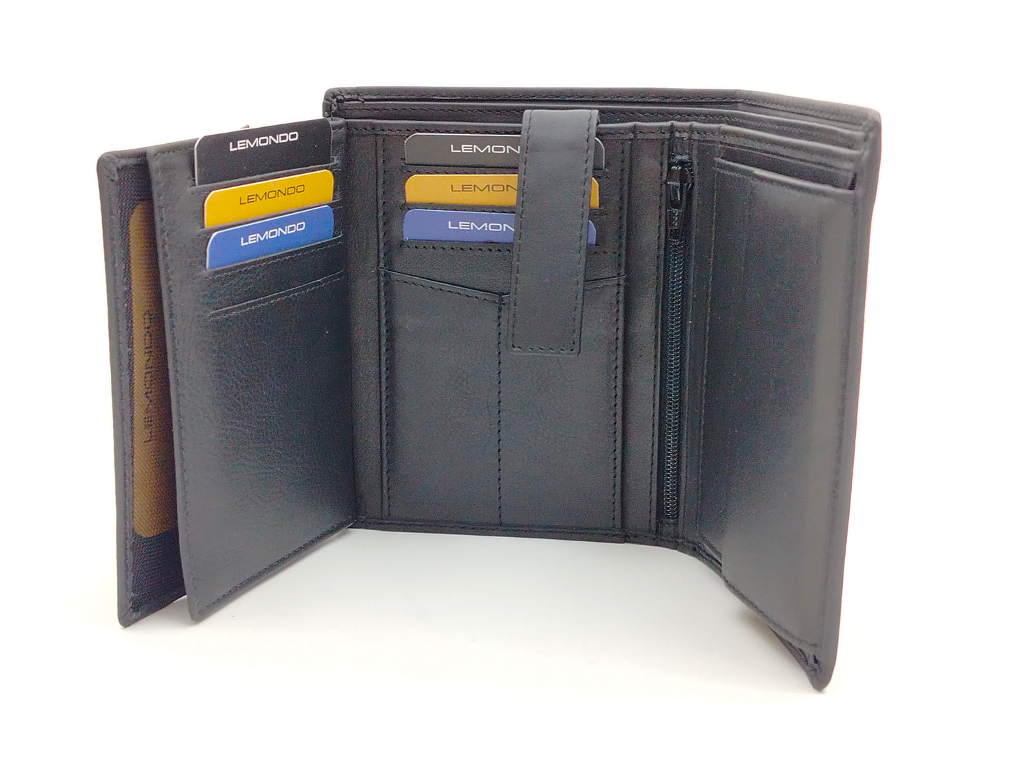 Herren Geldbörse Kombibörse Leder schwarz – Hochformat & RFID