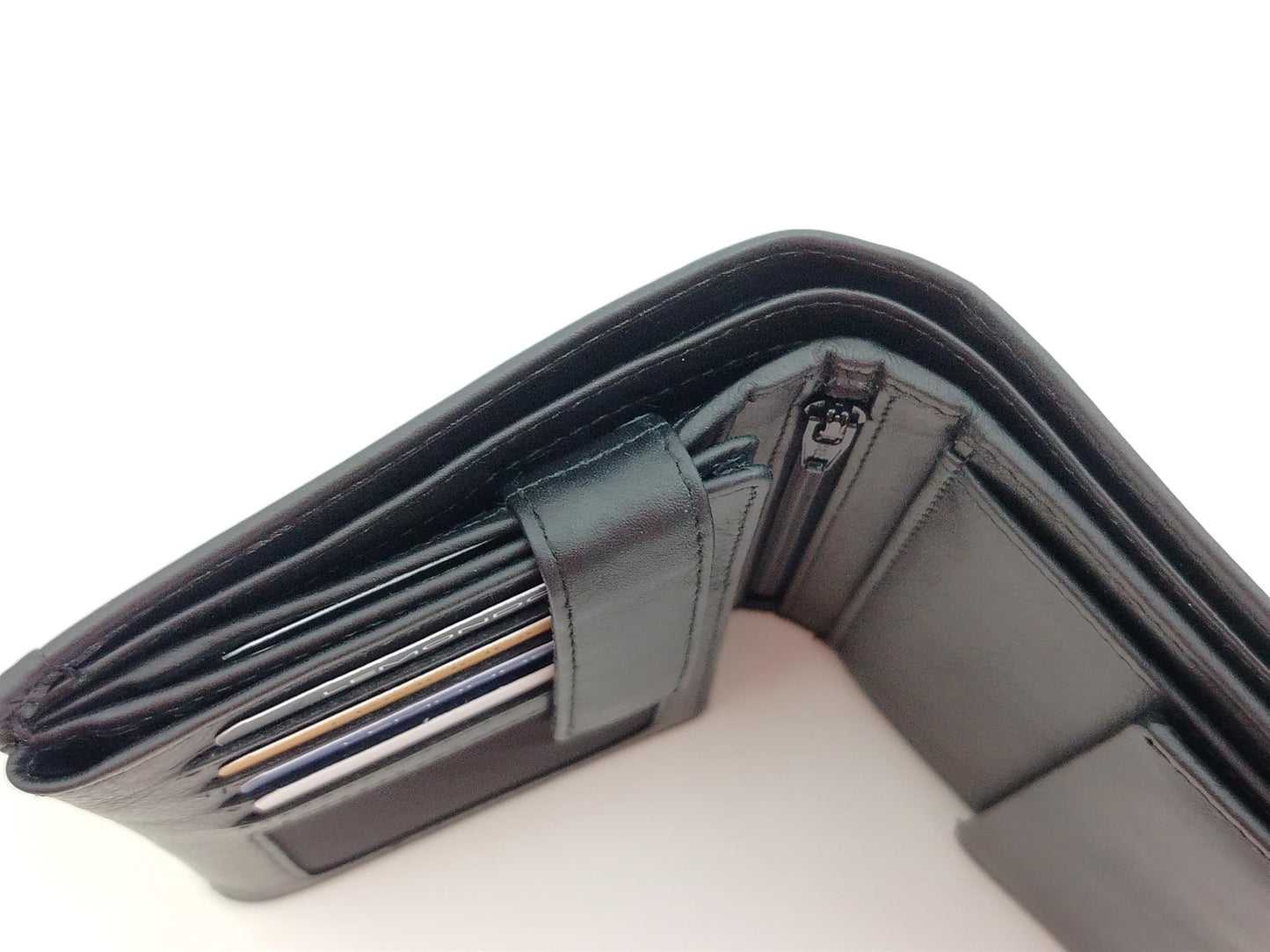 Herren Geldbörse Kombibörse Leder schwarz – Hochformat & RFID