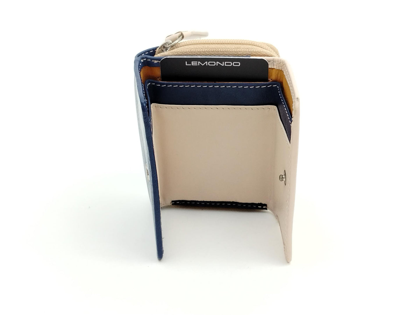 Echtleder Minibörse blau-beige