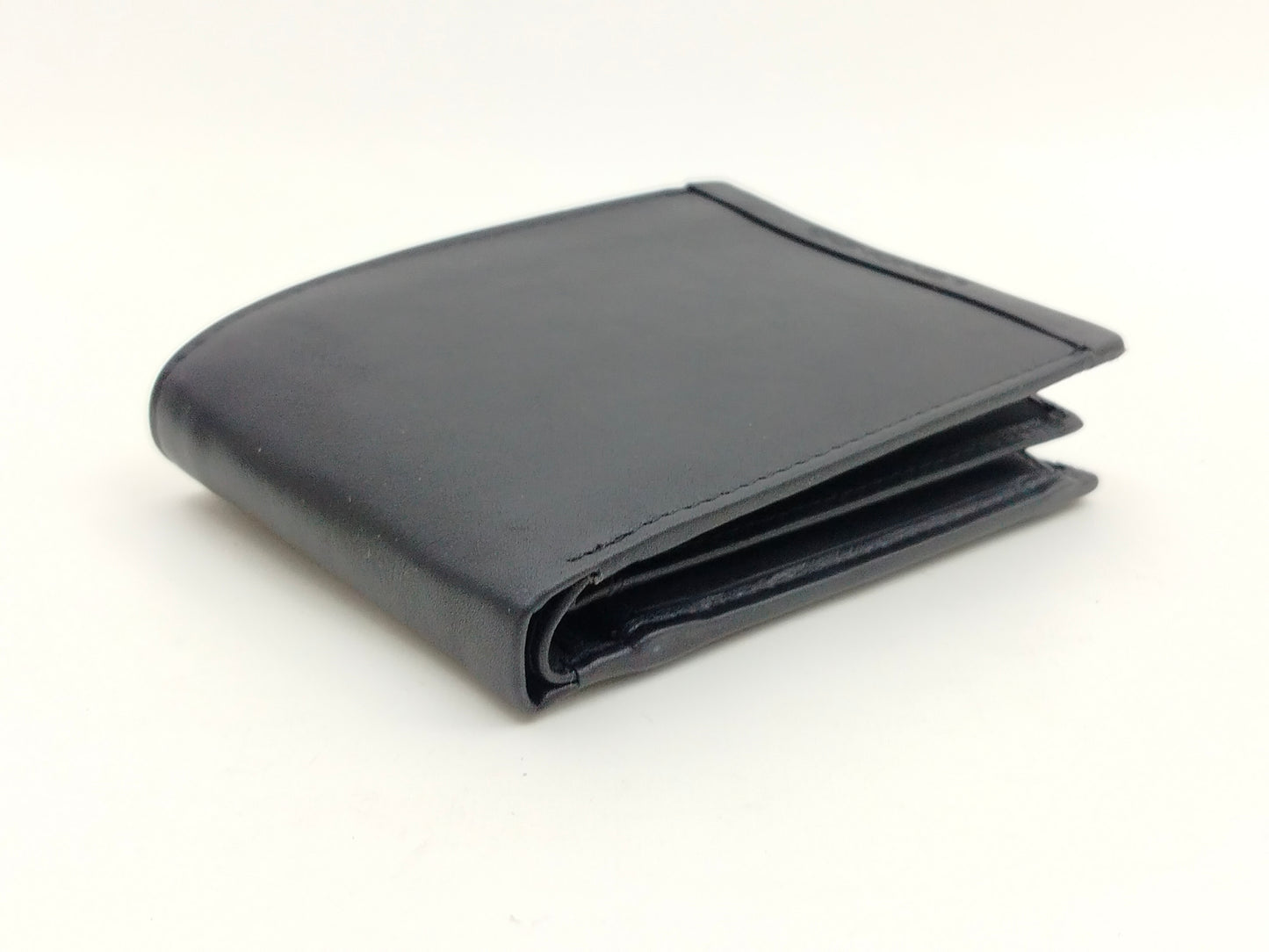 Schwarze Leder Brieftasche Herren mit Ausweissichtfenster und Münzfach