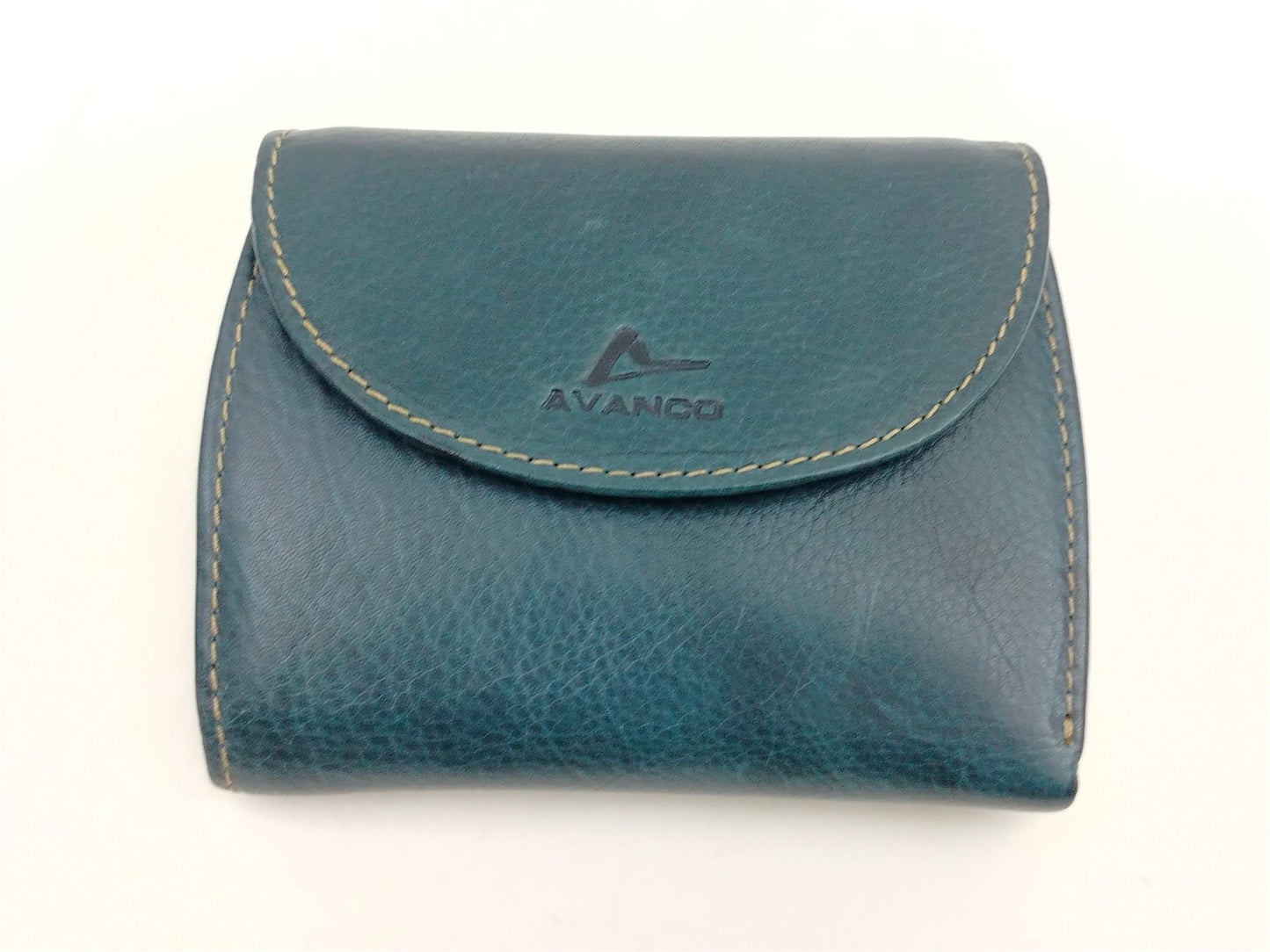 Echtleder Damenbörse, blau mit Klappe
