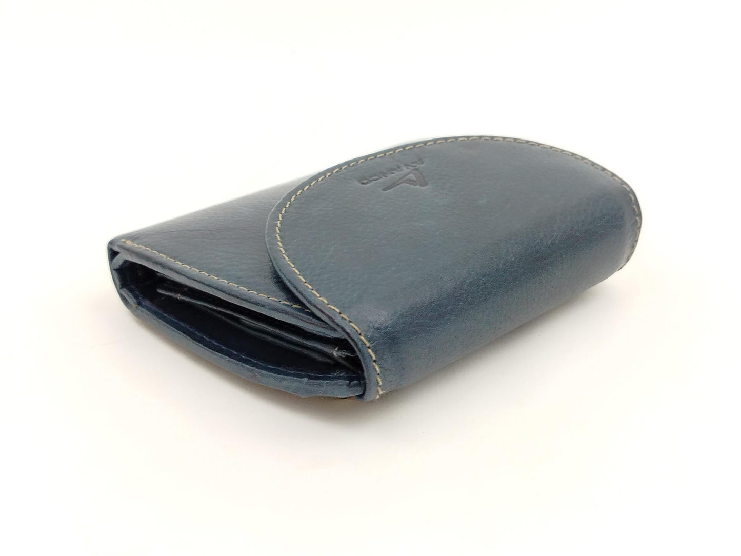 Echtleder Damenbörse, blau mit Klappe