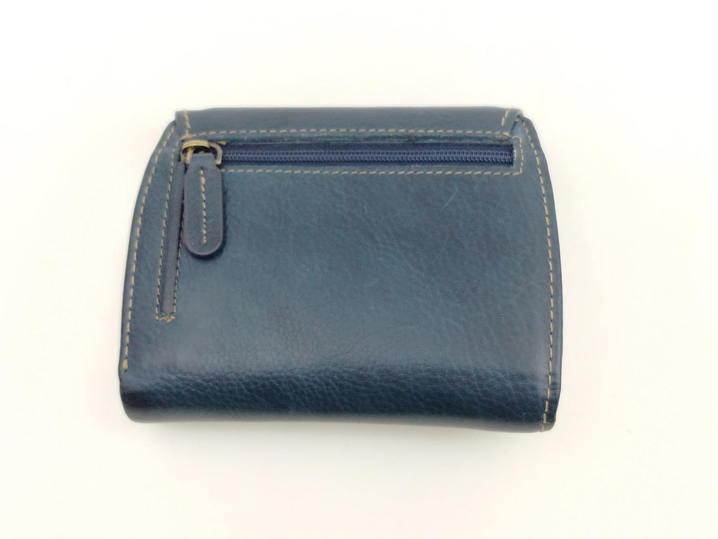 Echtleder Damenbörse, blau mit Klappe