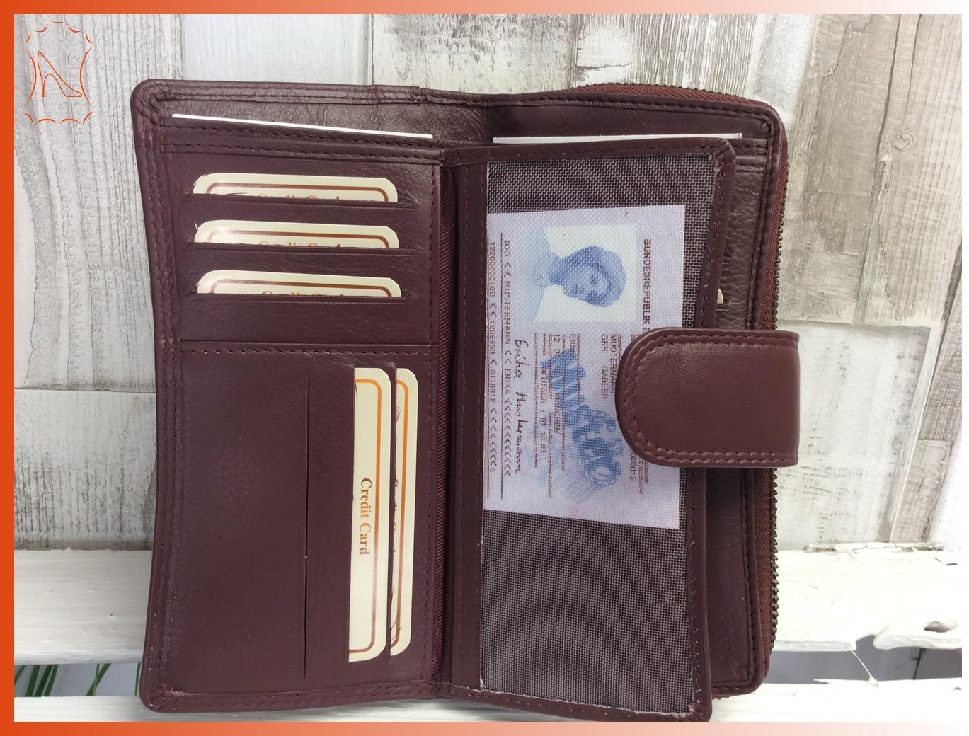 Leder Greenburry Spongy Geldbörse Reißverschluss Damenkombi bordeaux
