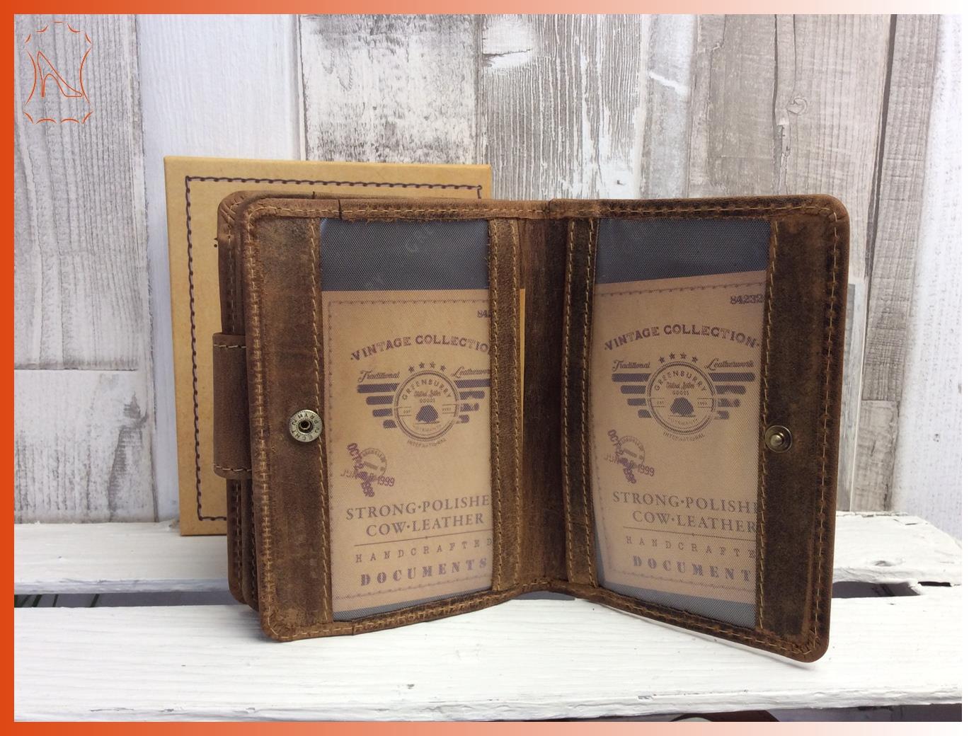 Vintage Lederbörse Antikleder braun Fettleder Reißverschluss Damen