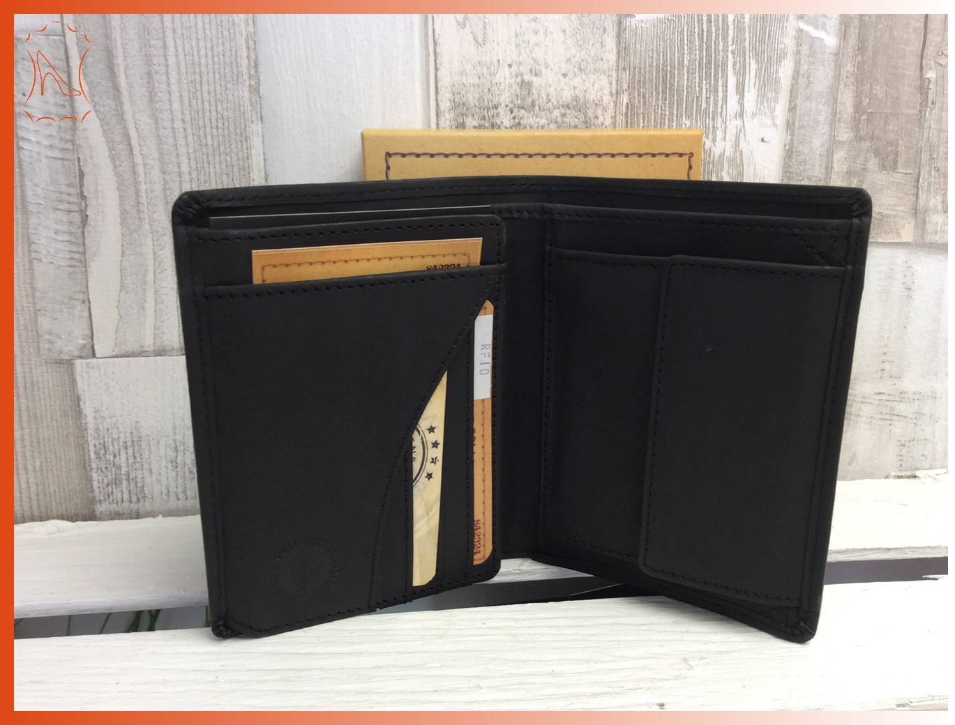 schwarze Fettlederbörse Antiklederbörse Brieftasche Used Look