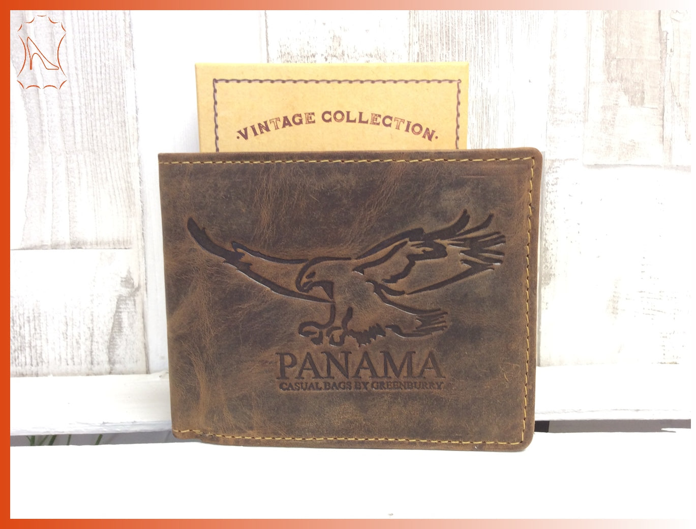Vintage Geldbörse Antiklederbörse Adler Vogel braun