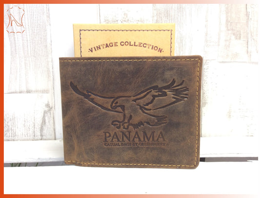 Vintage Geldbörse Antiklederbörse Adler Vogel braun
