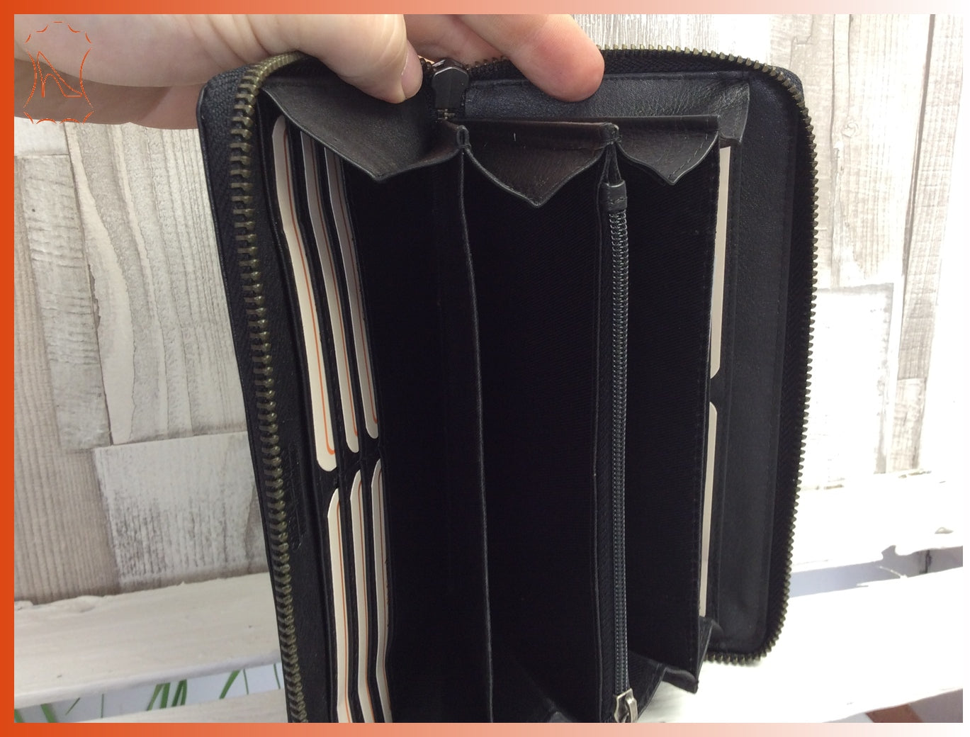 Damen Langbörse schwarz aus Leder mit Reißverschluss und vielen Kartenfächern