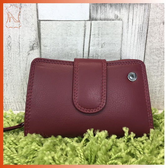Leder Greenburry Spongy Geldbörse Reißverschluss Damenkombi red