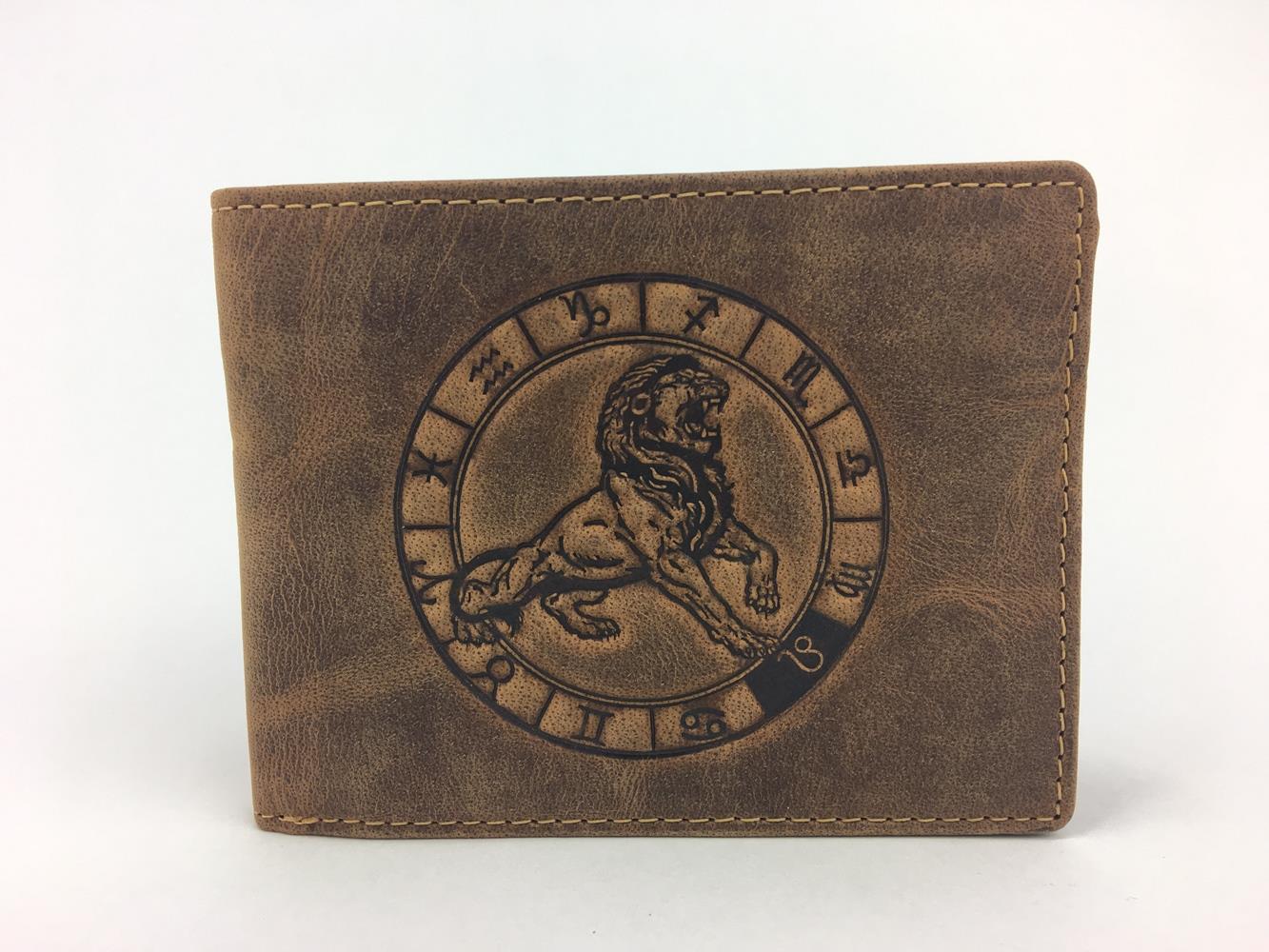 Löwe Sternzeichen Lederbörse Brieftasche braun Lederbörse Löwenbörse
