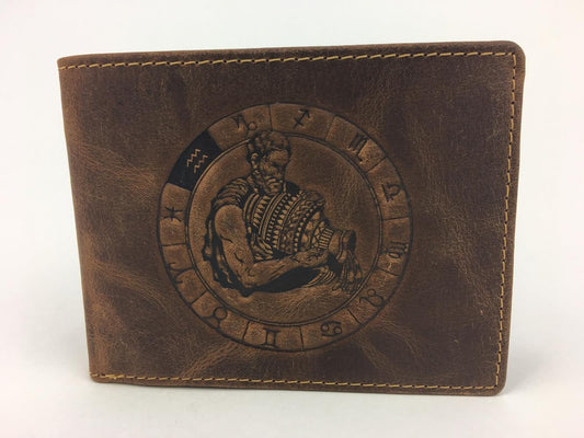 Wassermann Geldbörse Sternzeichenbörse Fettleder Antikleder braun