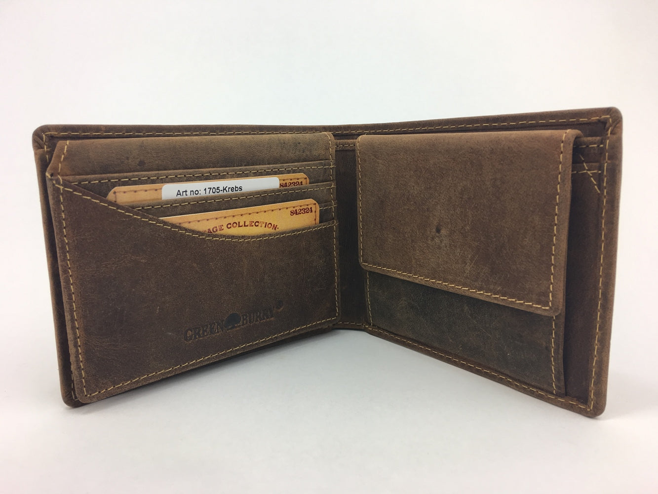 Greenburry Herrenbörse Krebs Sternzeichen Lederbörse Brieftasche braun