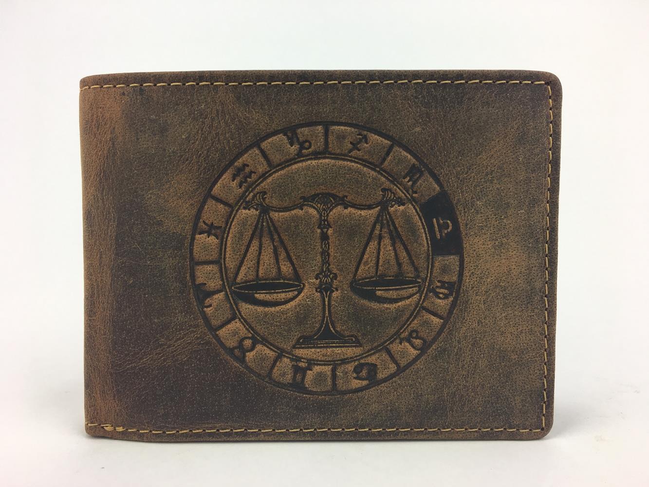 Waage Sternzeichen Lederbörse Brieftasche braun Lederbörse Sternzeichenbörse